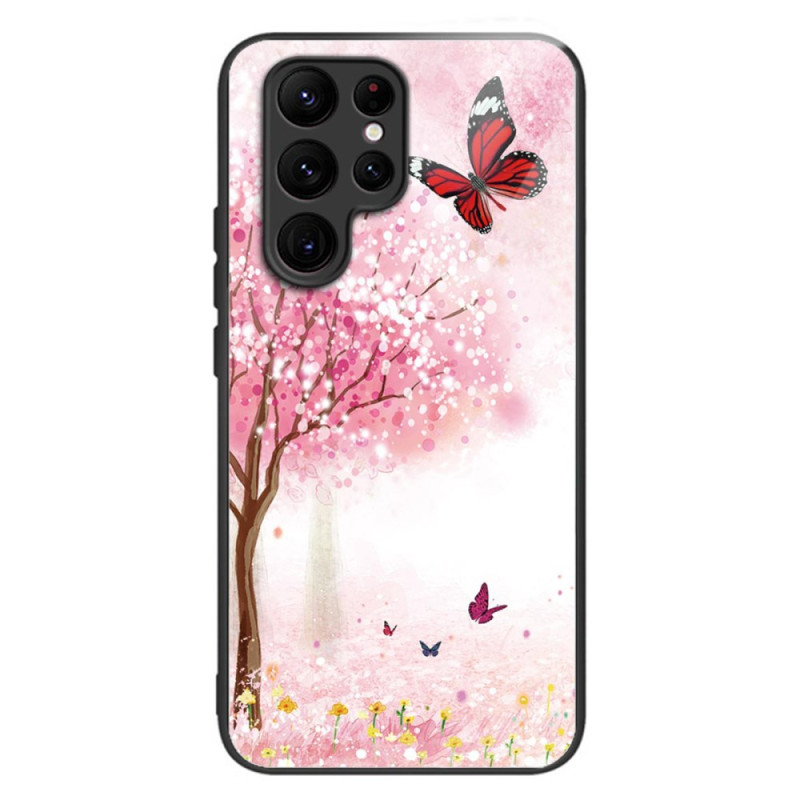 Capa de vidro temperado para Samsung Galaxy S24 Ultra 5G Cherry Blossoms