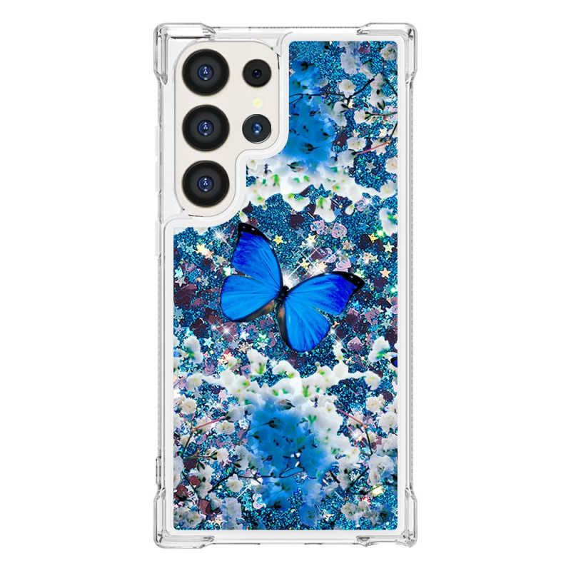 Capa Samsung Galaxy S24 Ultra 5G Glitter Butterfly Blue