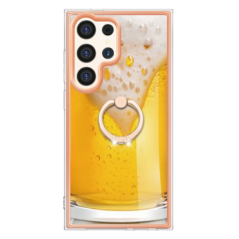 Capa para Samsung Galaxy S24 Ultra 5G com anel de suporte para cerveja