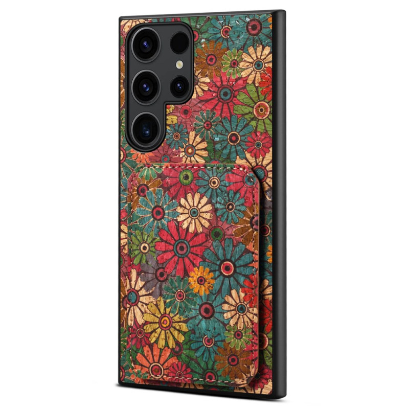 Capa Samsung Galaxy S24 Ultra 5G com suporte floral para cartões