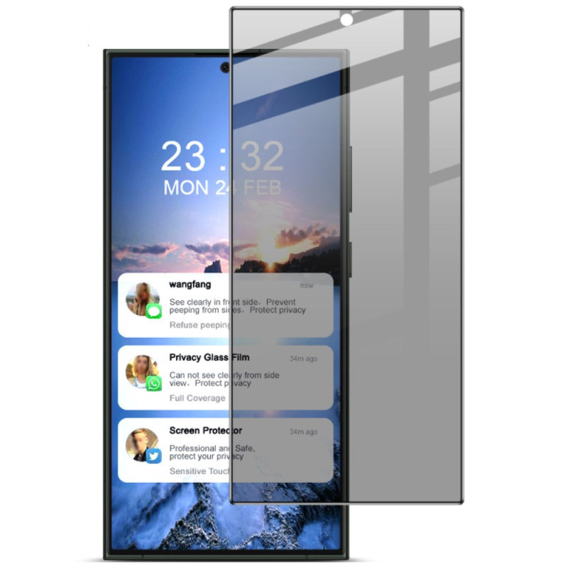 Samsung Galaxy S24 Ultra 5G IMAK Spion Protetor de vidro temperado resistente