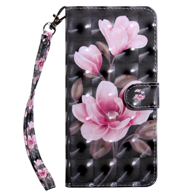 Honor Magic 5 Lite 5G / X9a Capa com alça de flores cor-de-rosa