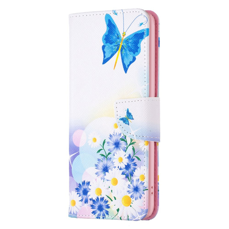 Capa para Xiaomi Redmi Note 13 4G Borboleta e flores de aguarela