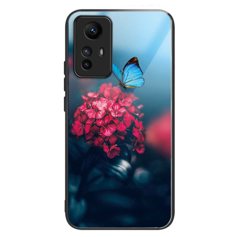 Capa de vidro temperado para Xiaomi Redmi Note 12S Flores e borboletas