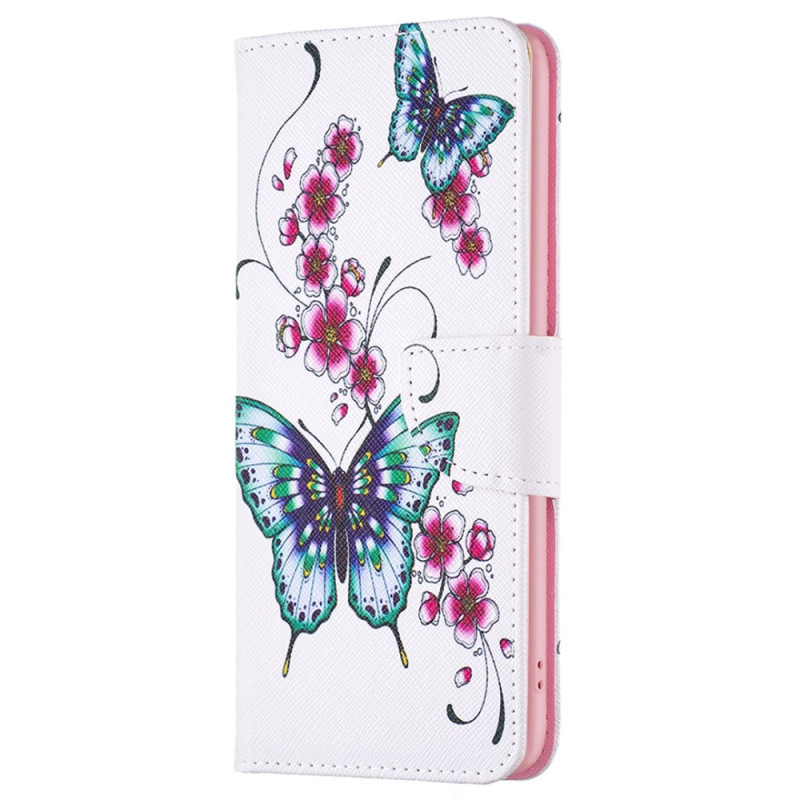 Capa para Xiaomi Redmi Note 12S Flor de pêssego e borboletas