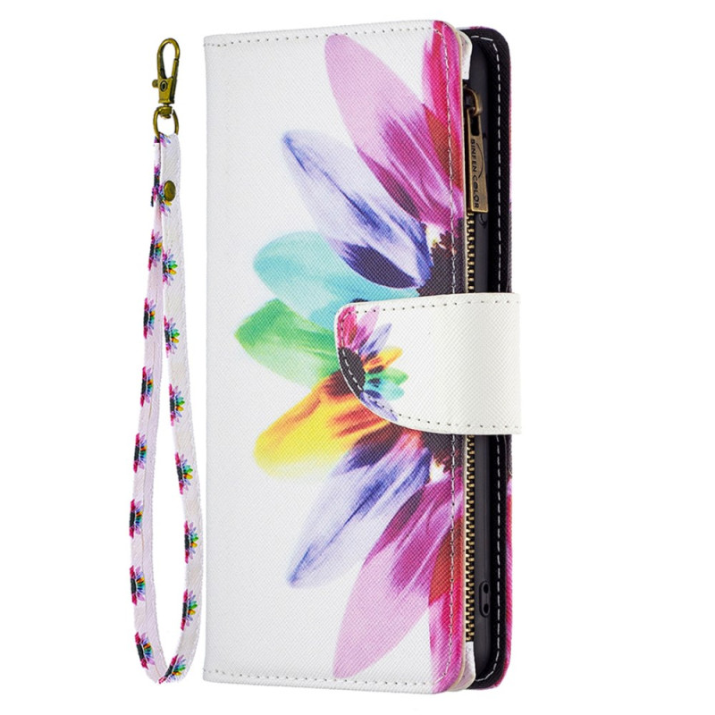 Xiaomi Redmi Note 12S Capa para carteira com flor de aguarela