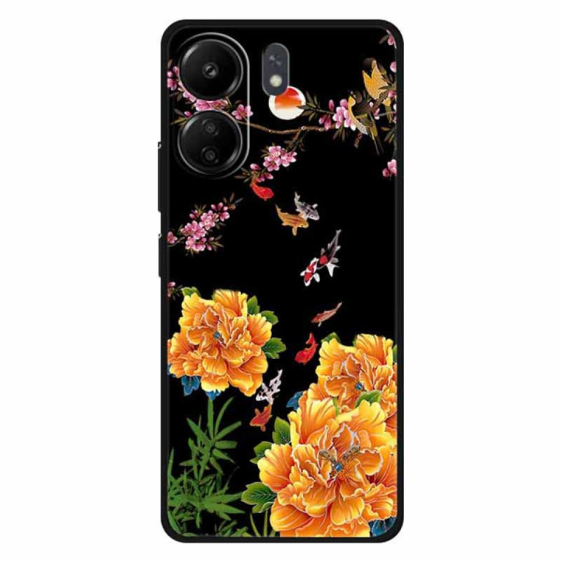 Capa para Xiaomi Redmi 13C / Poco C65 Flores e peixes