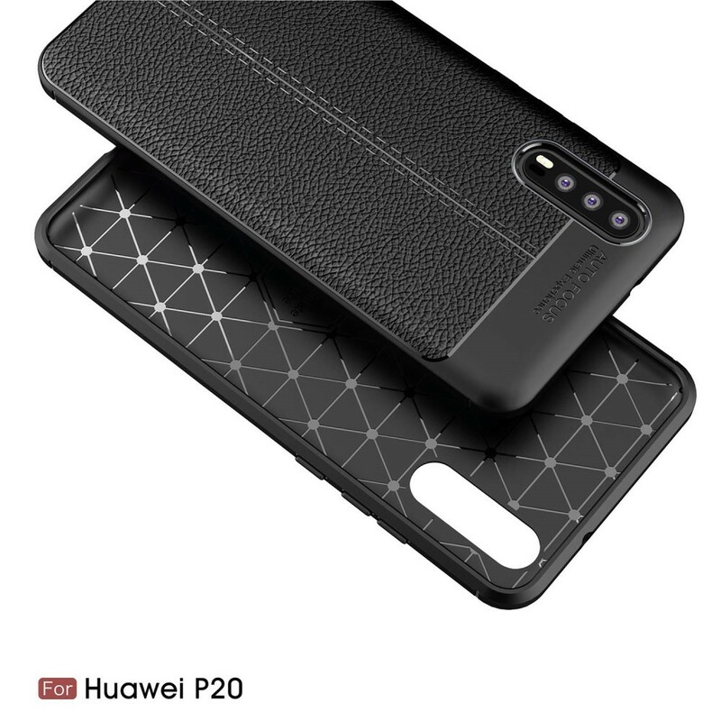 Capa de couro Huawei P20 Litchi Linha dupla