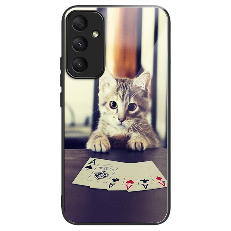 Samsung Galaxy A55 5G Capa de vidro temperado Poker Cat
