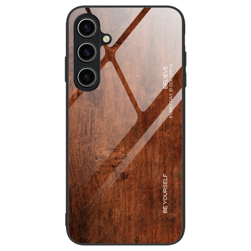 Capa de vidro temperado com efeito madeira para Samsung Galaxy A55 5G