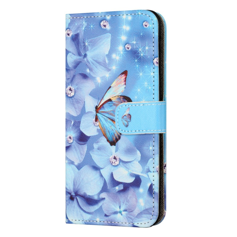 Capa para Samsung Galaxy A35 5G Azul Flores e Borboletas