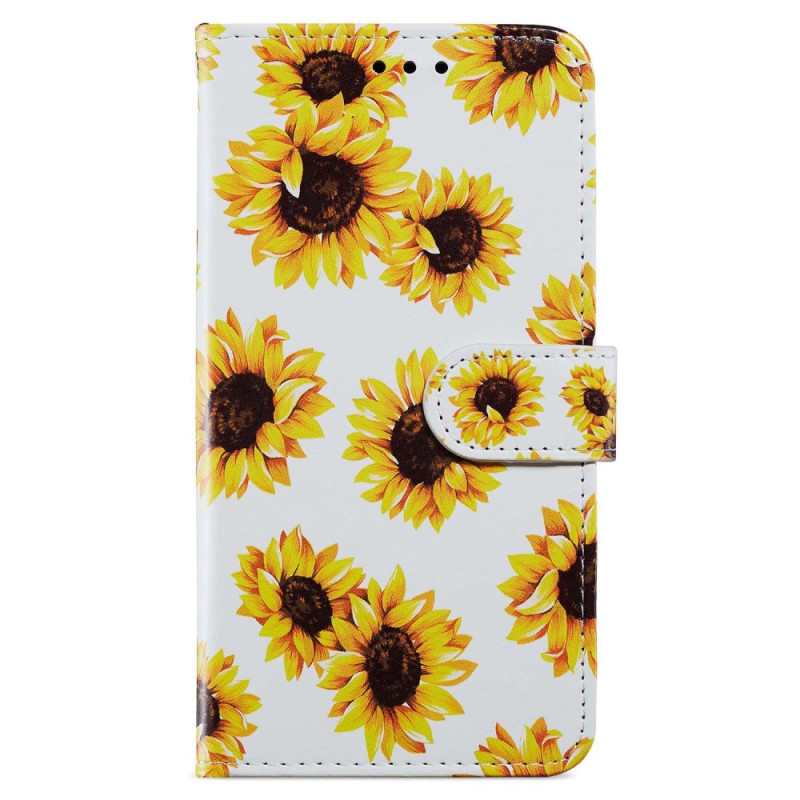 Capa Samsung Galaxy A35 5G padrão girassol com cordão de pescoço