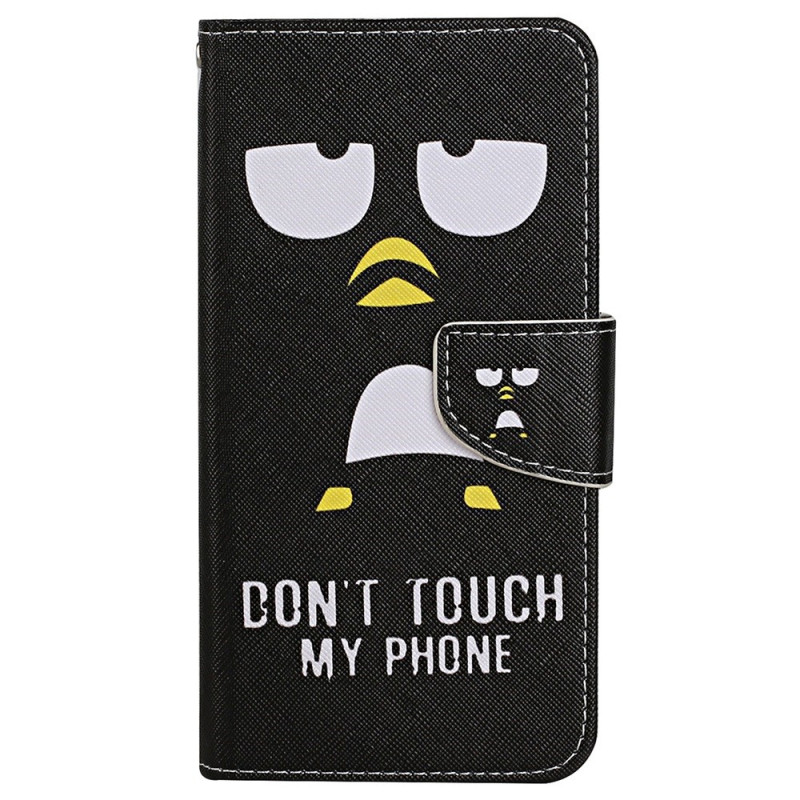 Capa para Galaxy A35 5G Penguin Não toque no meu telemóvel com correia