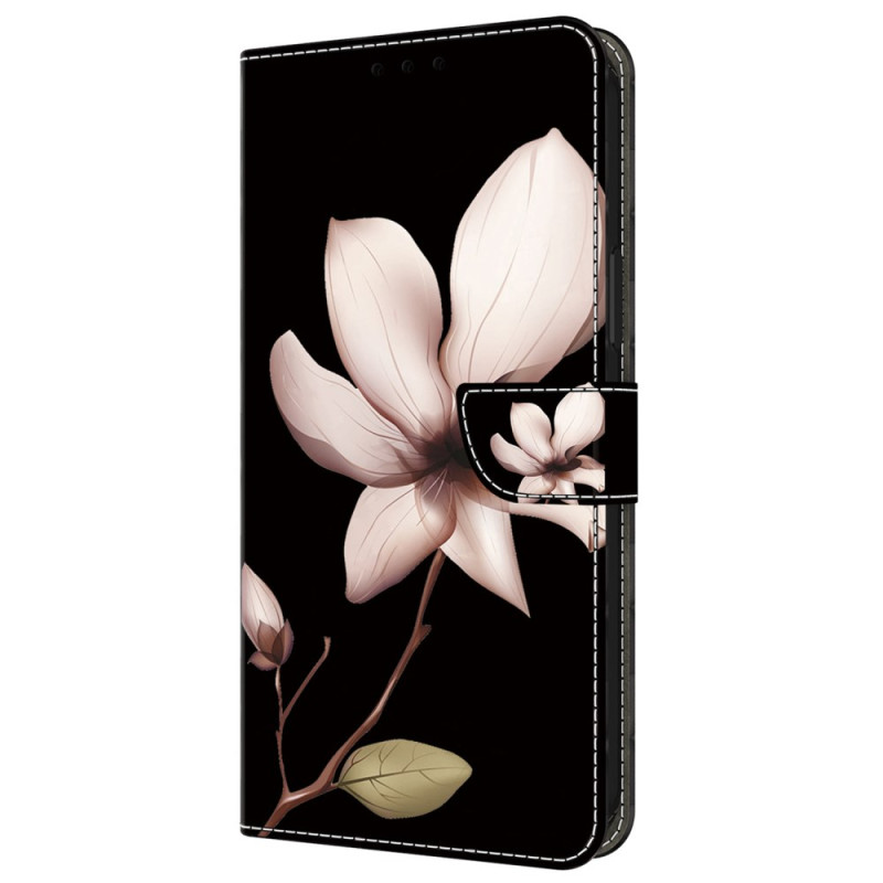 Capa para Samsung Galaxy A35 5G Flor cor-de-rosa sobre fundo preto