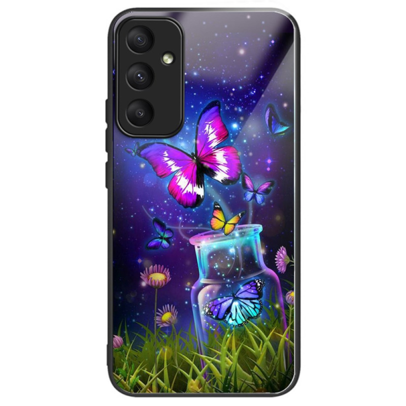 Capa de vidro temperado para Samsung Galaxy A35 5G Garrafa e borboleta