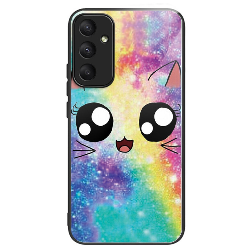 Samsung Galaxy A35 5G Capa de vidro temperado para gato arco-íris