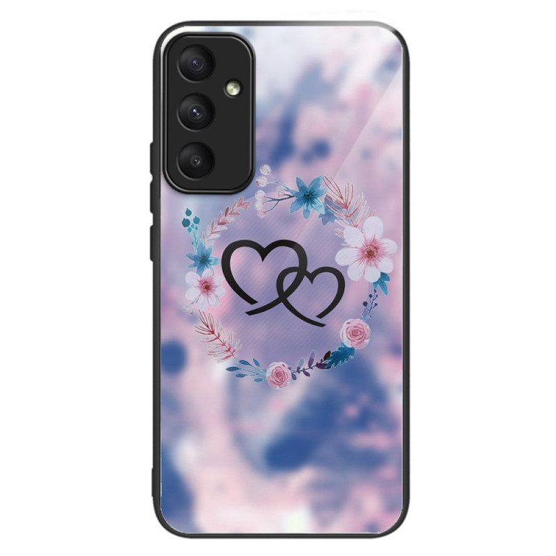 Capa de vidro temperado para Samsung Galaxy A35 5G Corações e Flores