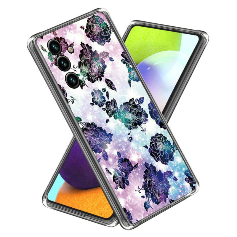 Capa de flores roxa para Samsung Galaxy A15 5G