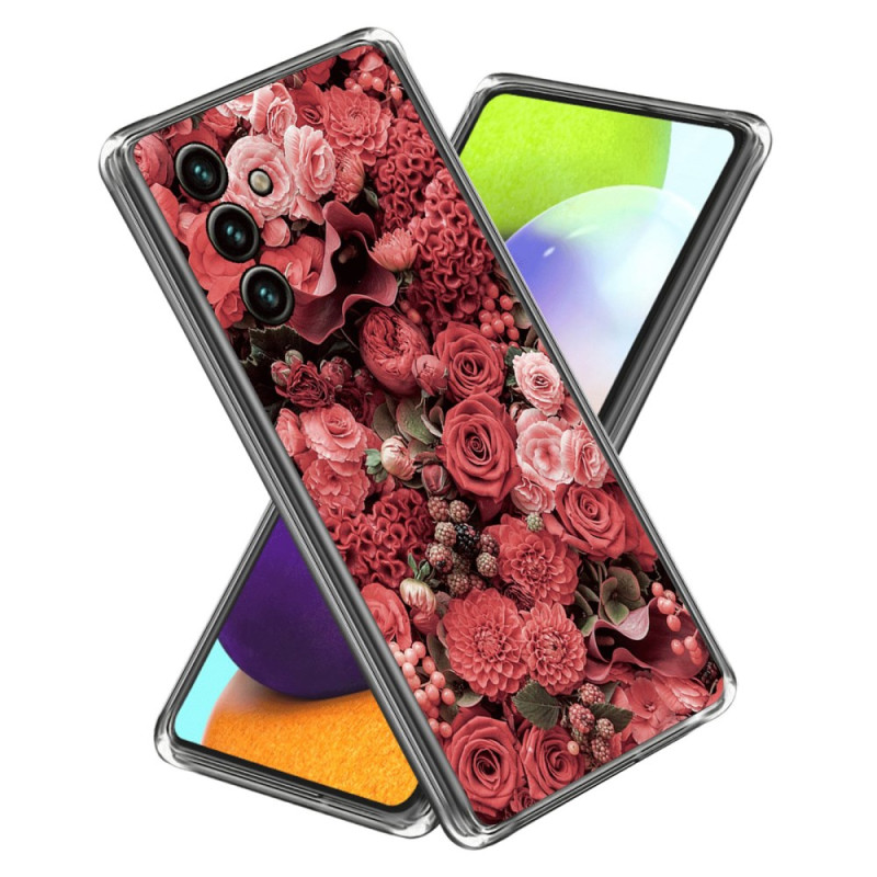 Capa de flores rosa e vermelha para Samsung Galaxy A15