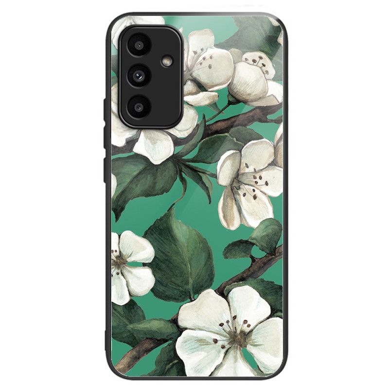 Capa de vidro temperado para Samsung Galaxy A15 5G / A15 Flores brancas