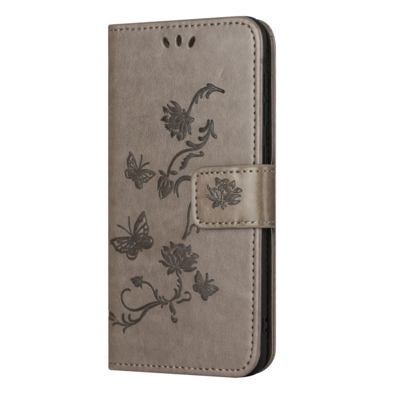 Capa com cordão para Samsung Galaxy A35 5G Flores e borboletas