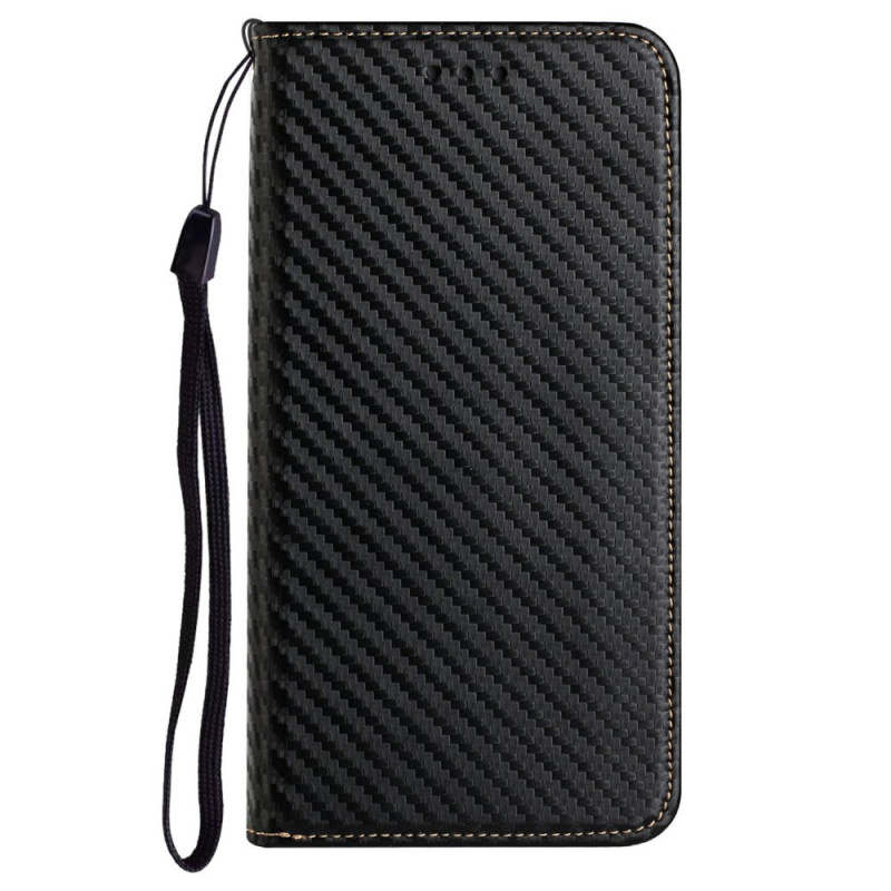 Capa Flip Cover Samsung Galaxy A35 5G Textura Fibra de Carbono Cordão
