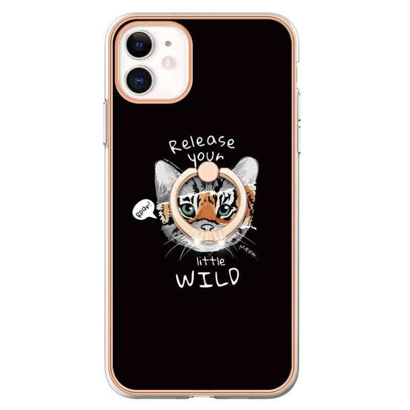 Capa para iPhone 11 Suporte para anéis de gato e tigre