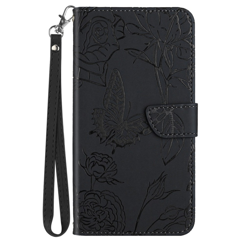 Capa para iPhone XR Butterflies Print com cordão de pescoço