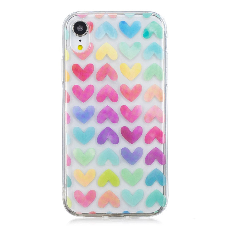 Capa iPhone XR Corações coloridos