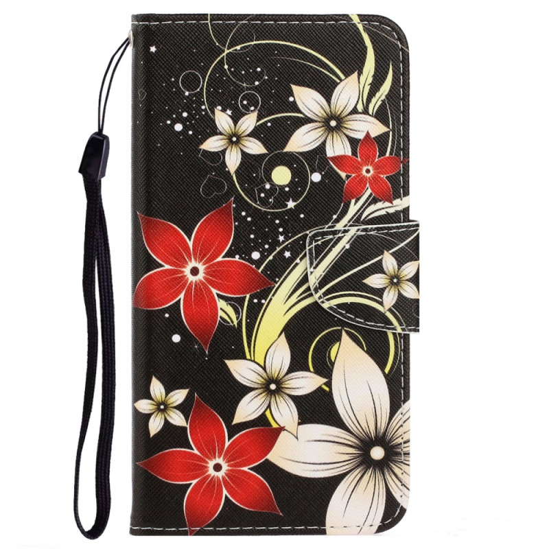 Capa para iPhone XR Flores vermelhas e brancas com fita adesiva