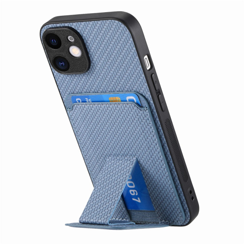 Capa de fibra de carbono para iPhone 12 e suporte para cartões