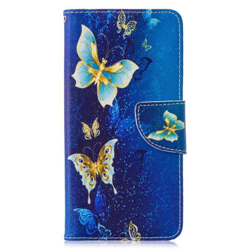 Capa para Samsung Galaxy S10Pavões dourados sobre fundo azul