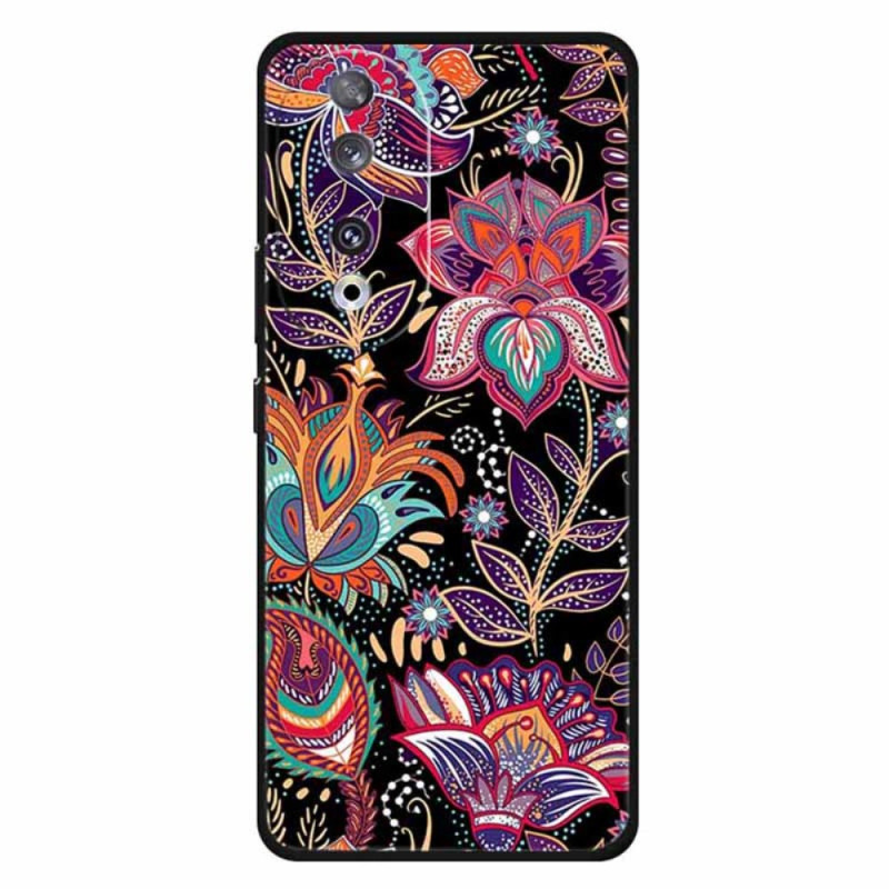 Capa Honor 90 Folhas e flores roxas