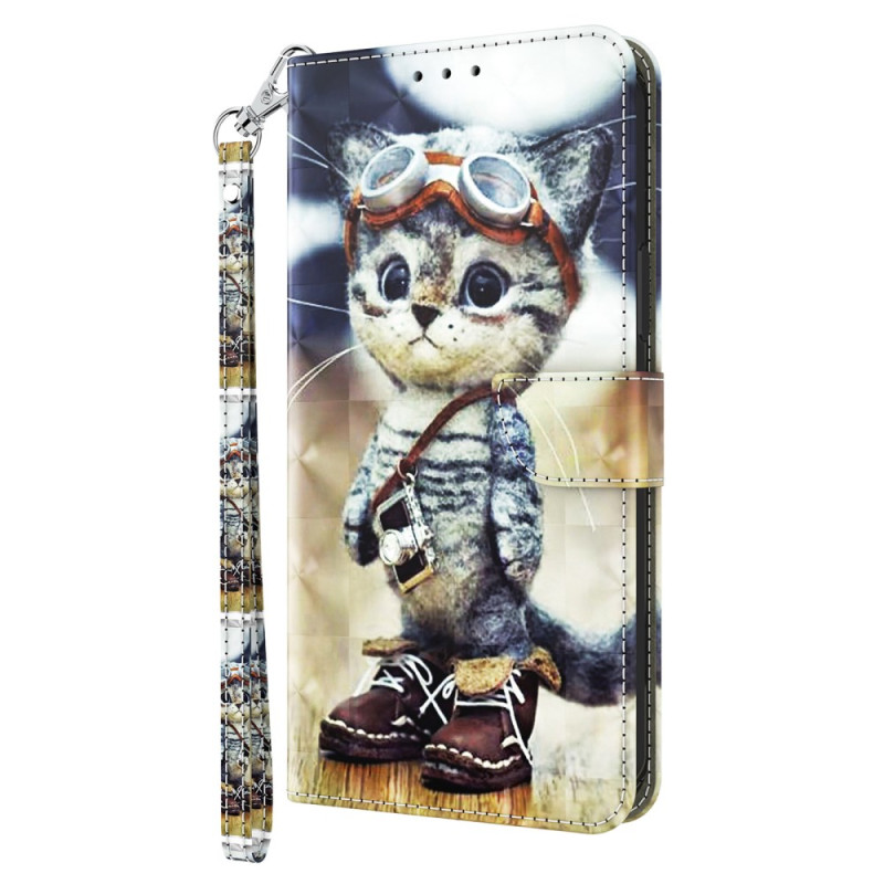 Xiaomi Redmi Note 13 4G Lanyard Aviator Cat Case