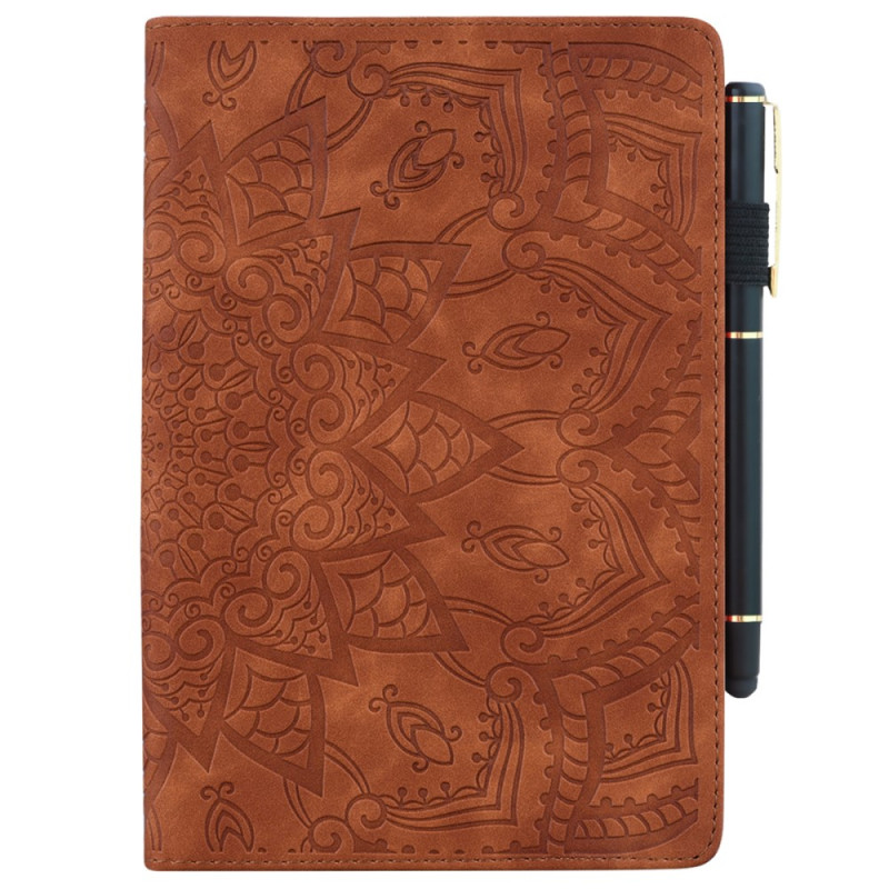 Capa Samsung Galaxy Tab S9 / S9 FE / S8 / S7 Padrão de flores e suporte para alça de caneta