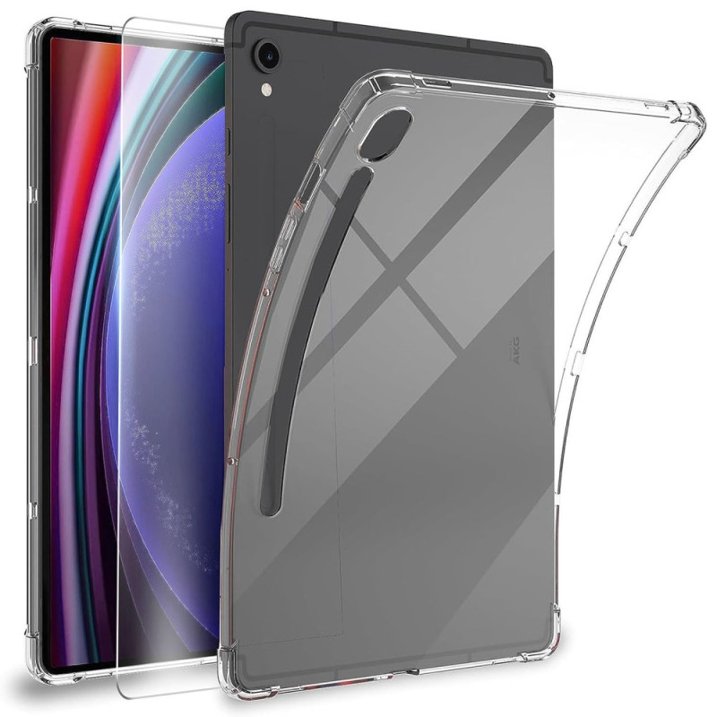 Capa transparente para Samsung Galaxy Tab S9 com proteção de ecrã em vidro temperado
