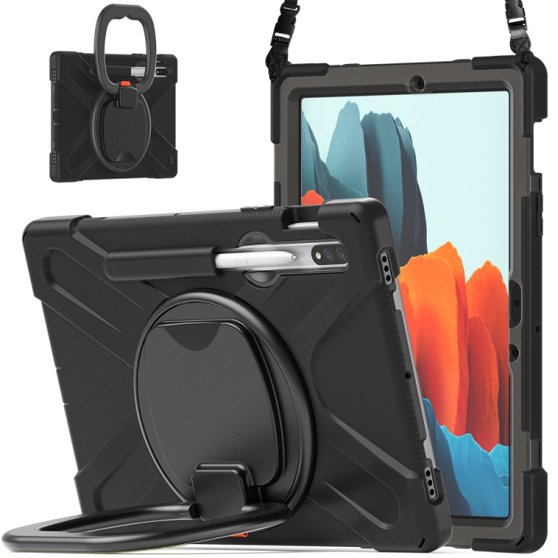 Capa para Samsung Galaxy Tab S9 FE / S9 / S8 / S7 Suporte rotativo e alça para o ombro