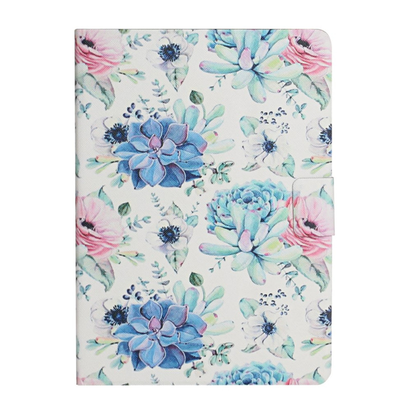 Capa para Samsung Galaxy Tab A9 Padrão floral branco e azul