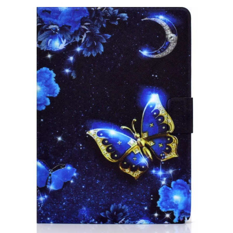Capa Butterfly para Samsung Galaxy Tab A9 Azul e dourado