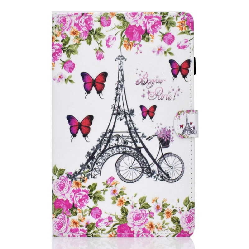 Capa para Samsung Galaxy Tab A11 / A9 Flores e Torre Eiffel