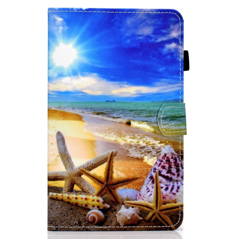 Capa para Samsung Galaxy Tab A9 azul celeste e praia