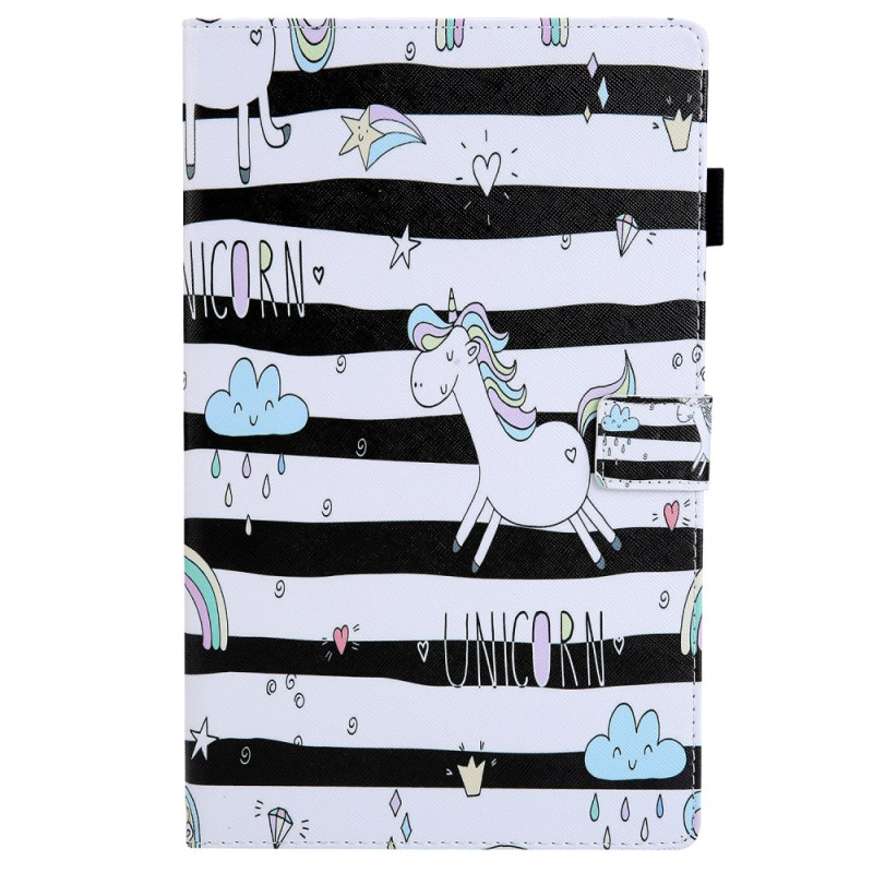 Capa Samsung Galaxy Tab A11 Plus / A9 Plus Unicórnios e riscas