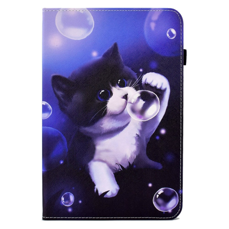 Capa para Samsung Galaxy Tab A9 Plus Bolhas e gato