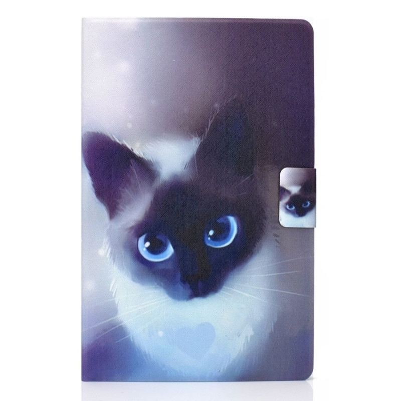 Capa de gato com olhos azuis para Samsung Galaxy Tab A11 Plus / A9 Plus
