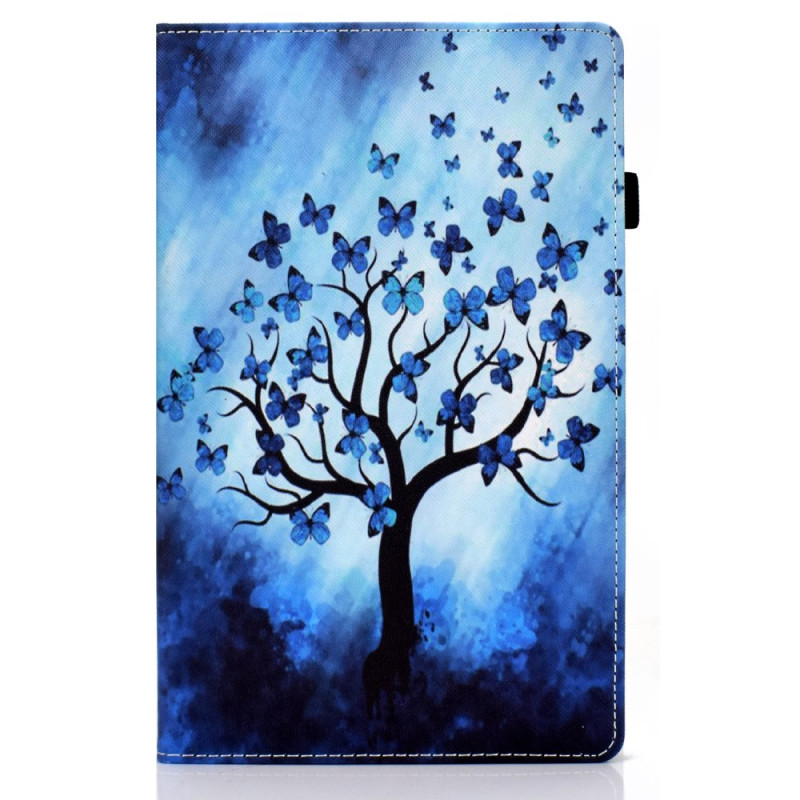 Capa para Samsung Galaxy Tab A9 Plus Azul Borboletas e Árvore