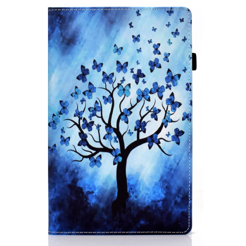 Capa para Samsung Galaxy Tab A11 Plus / A9 Plus Azul Borboletas e Árvore