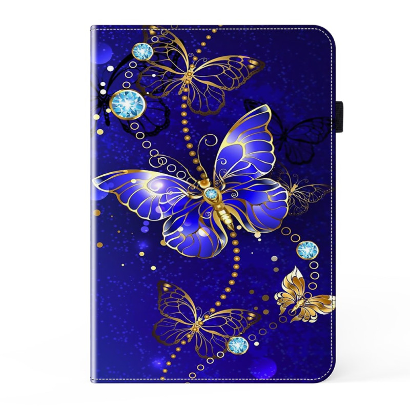 Capa Samsung Galaxy Tab A11 Plus / A9 Plus Borboletas Diamantes e Ouro