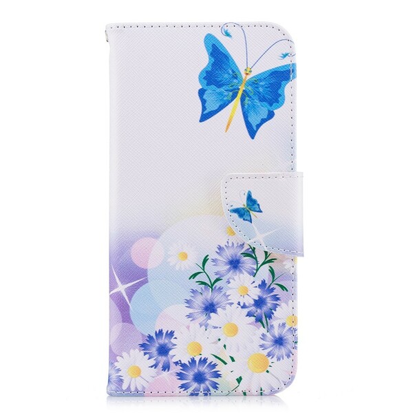 Huawei P Manteiga e Flores Pintadas em Capa Inteligente