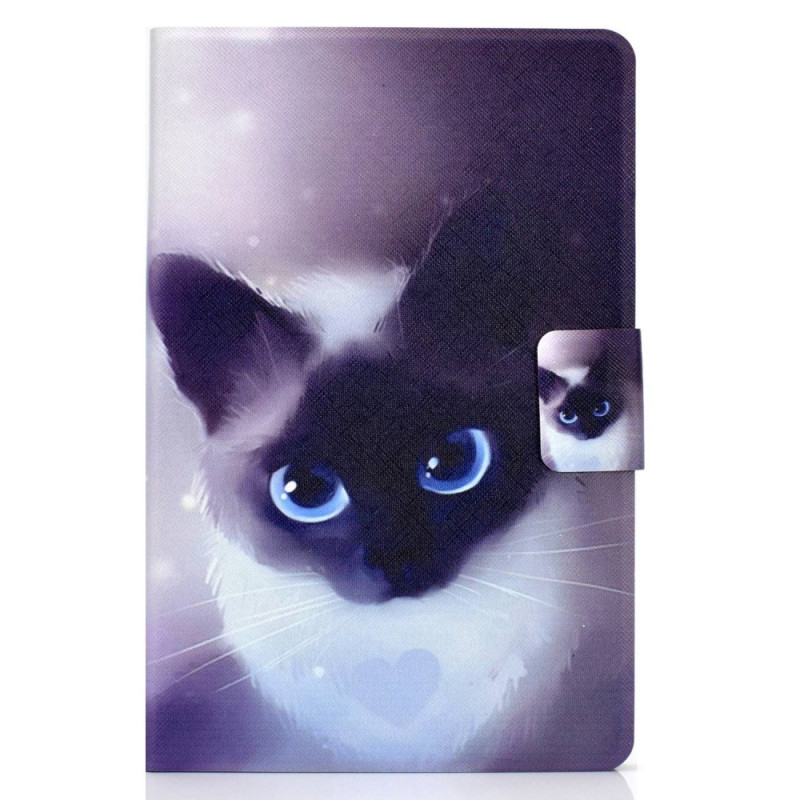 Capa de gato com olhos azuis para Samsung Galaxy Tab S8 / S7