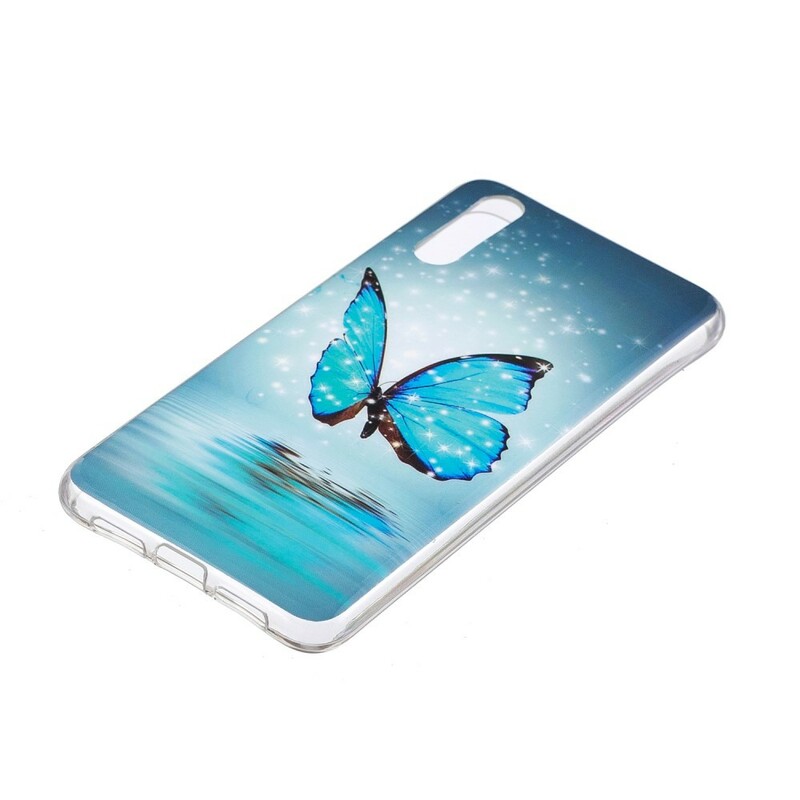 Capa de borboleta Huawei P20 Fluorescente Azul